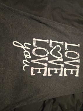 Women's Black Tee with Light Pink & White LOVE Graphic